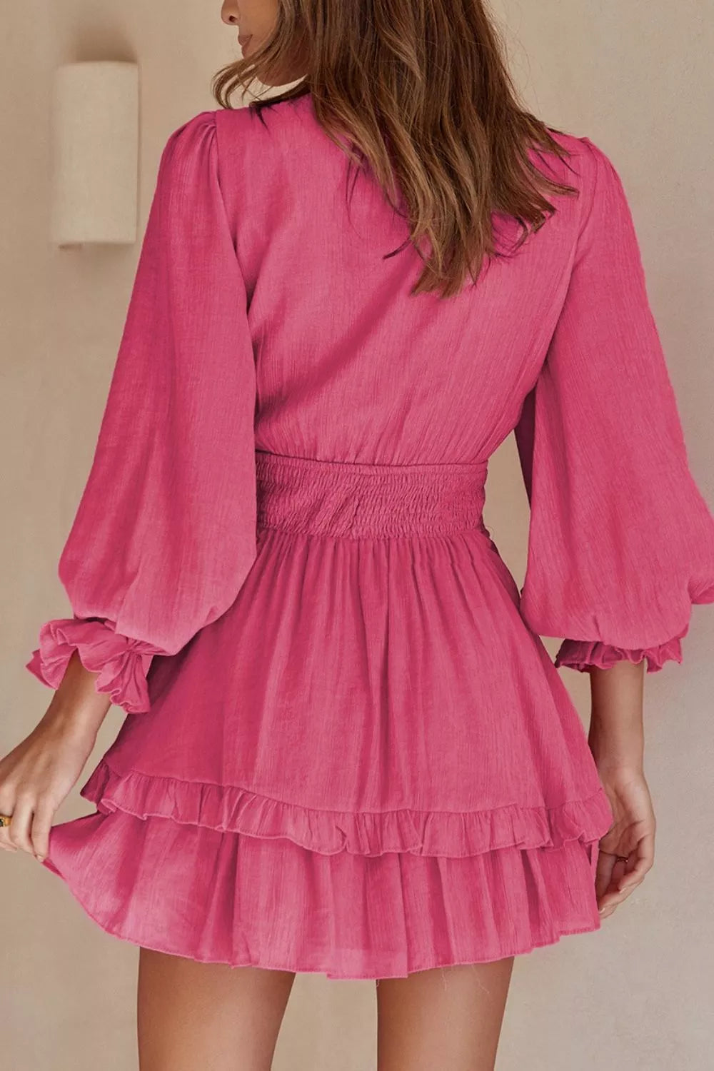 Valentina Ruffle Mini Dress in Hot Pink Hot Pink 12