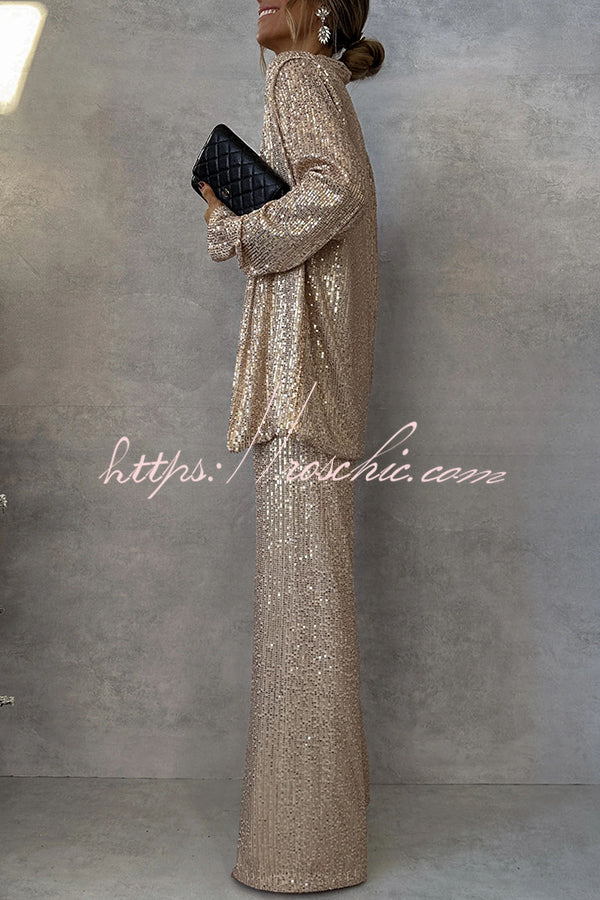 Margot Sequin Wide Leg Pants Gold 3