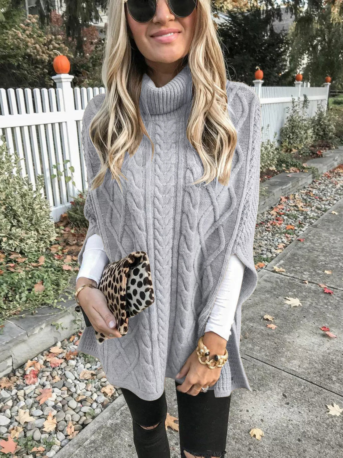 Margot Turtleneck Sweater Poncho Pink 4