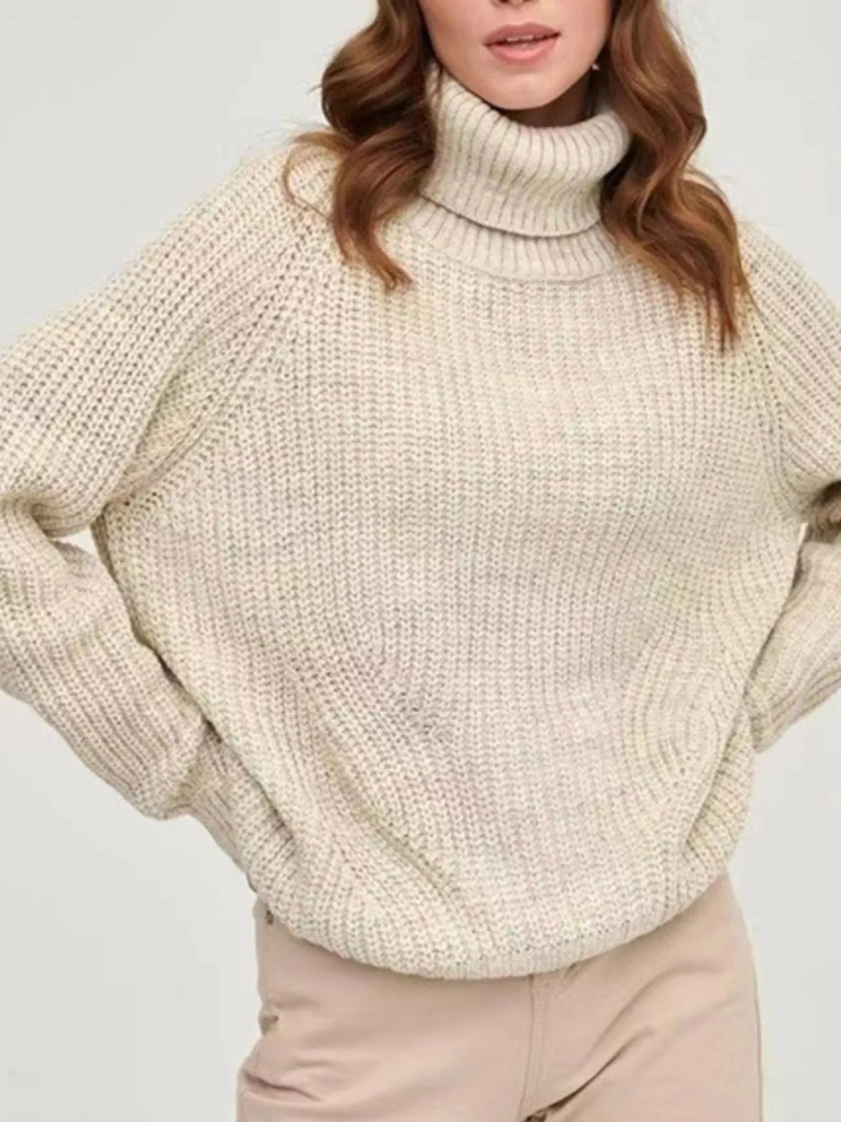 Violet Turtleneck Sweater Beige 4