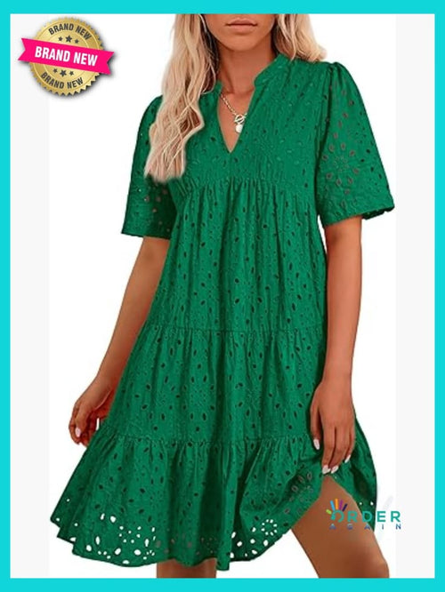 Willow Lace Ruffle Mini Dress Green 1