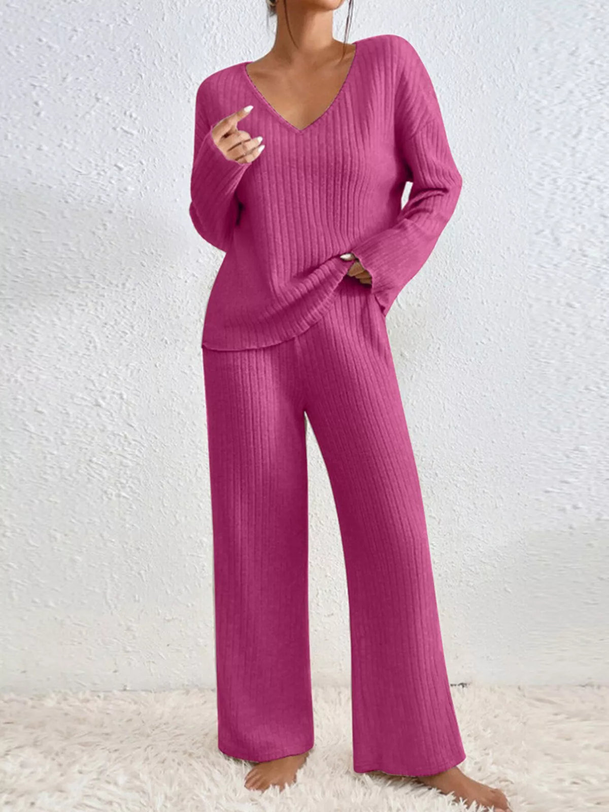 Hana Ribbed Knit Set Gray 3