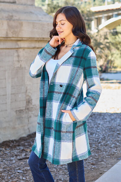 Margot Plaid Lapel Coat Peacock  Blue 10