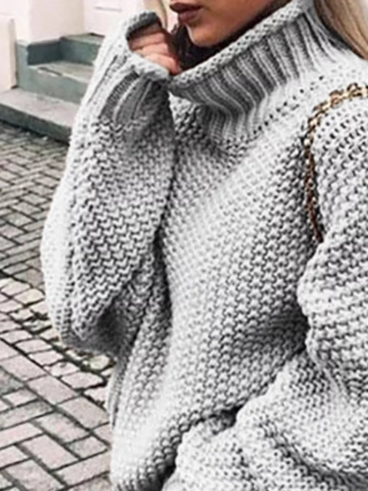 Margot Chunky Knit Turtleneck Sweater Burgundy 9