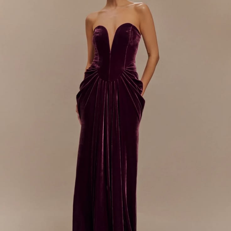 Venetia Strapless Maxi Dress in Deep Purple Purple 1