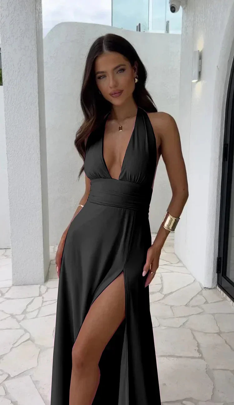 Isabelle Deep-V Satin Dress Kleid 7