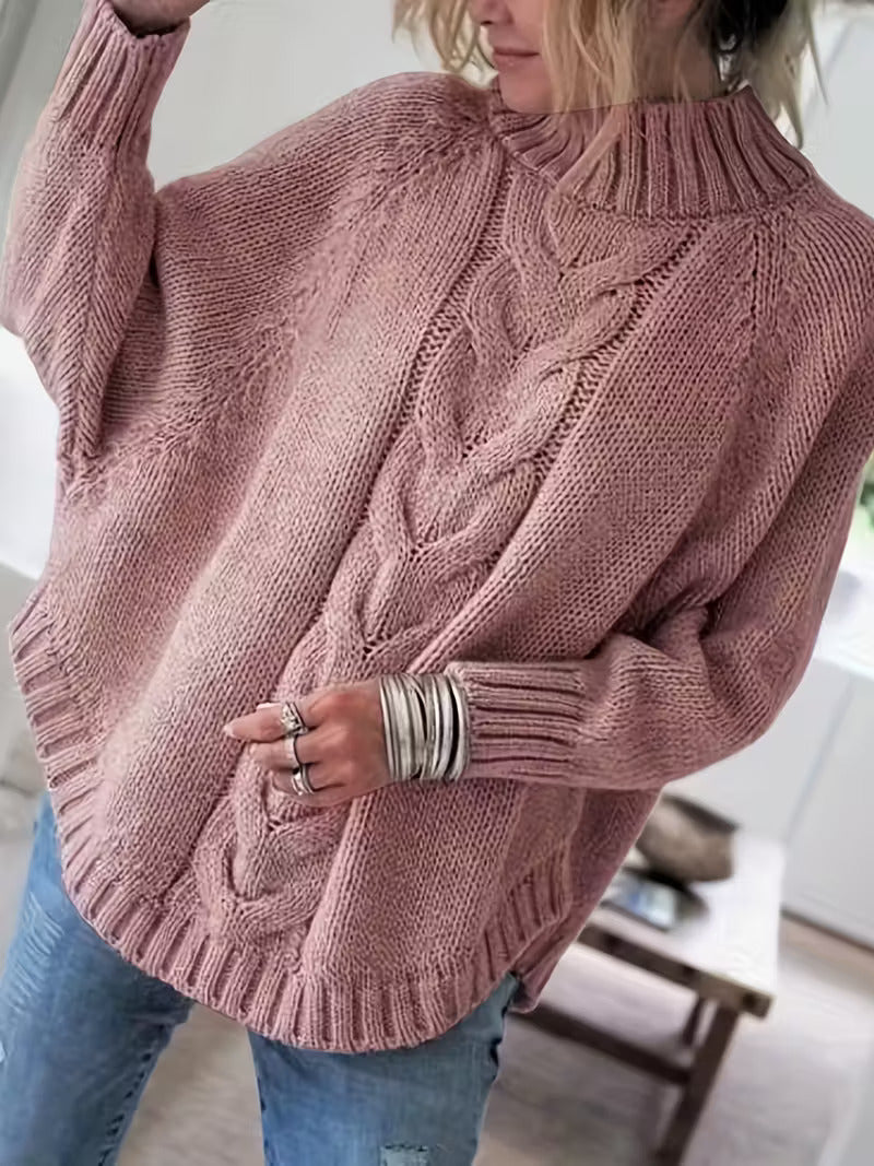Pamella Cable Knit Oversized Sweater Dress Black 8
