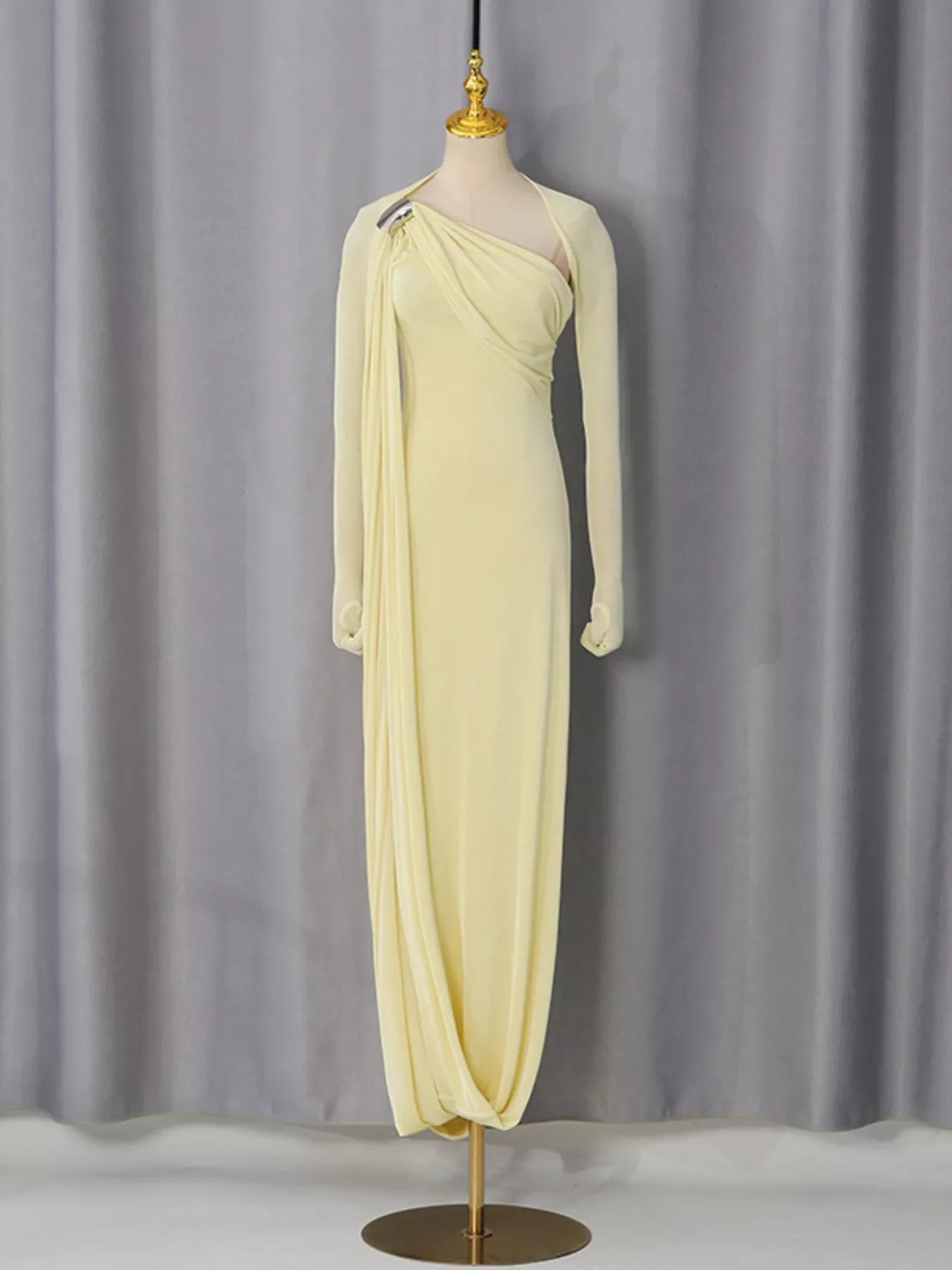 Isabelle One-Shoulder Draped Maxi Dress Yellow 5