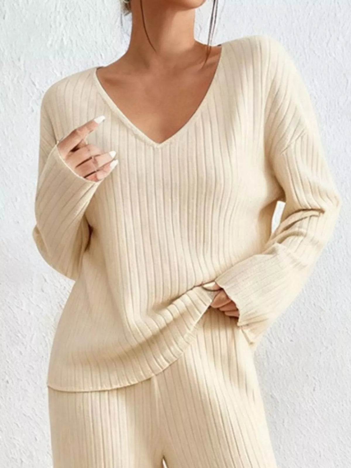 Hana Ribbed Knit Set Gray 5