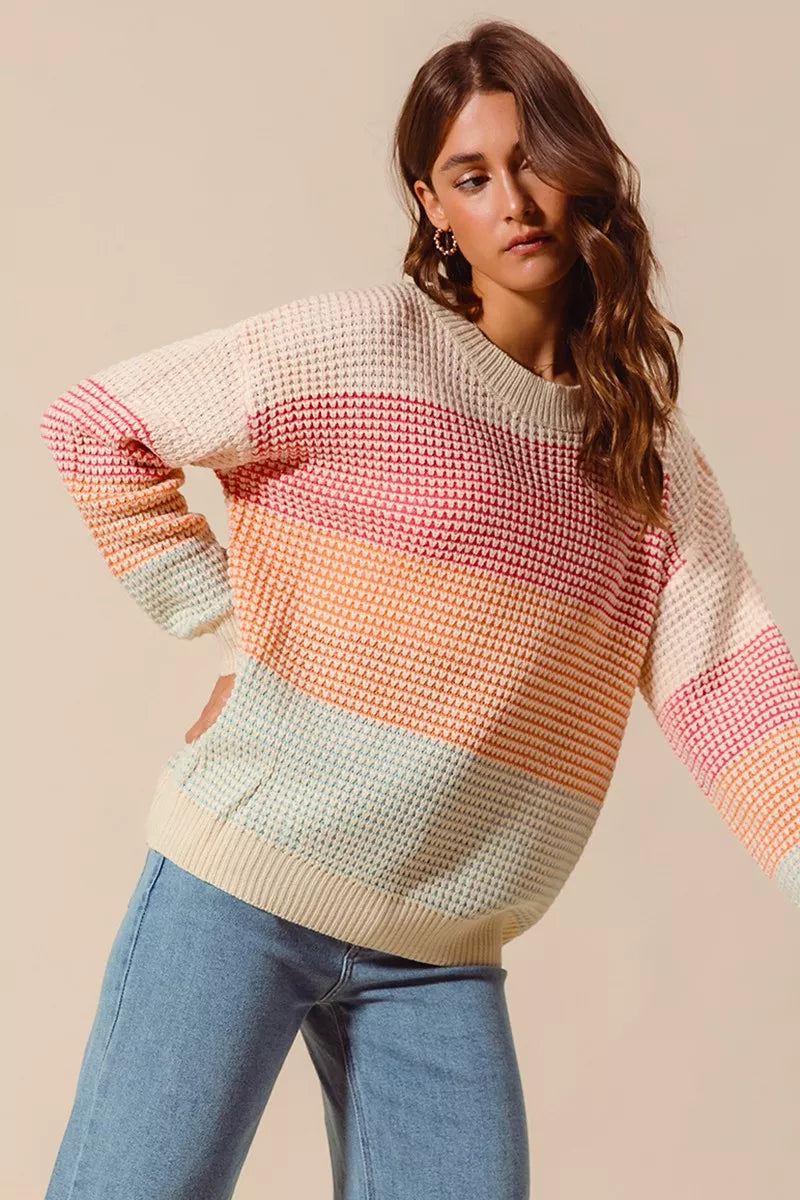 Margot Knit Sweater in Oatmeal Colorblock OATMEAL COMBO 7