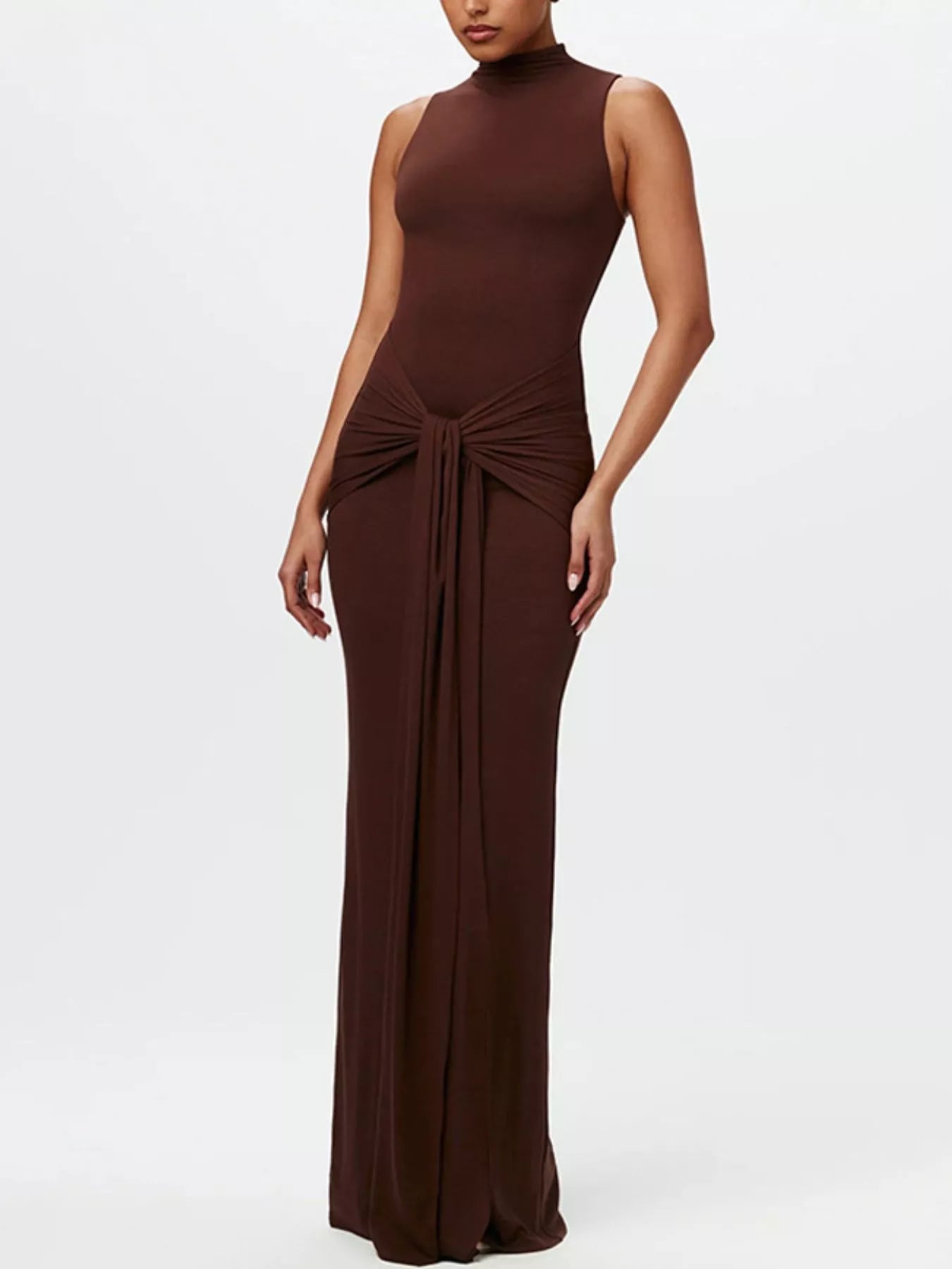 Celestine Knot Front Maxi Dress Tan 1