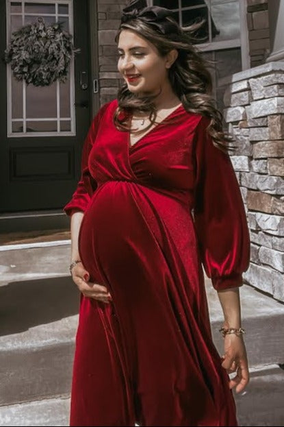 Margot Velvet Wrap Babydoll Dress Burgundy 7