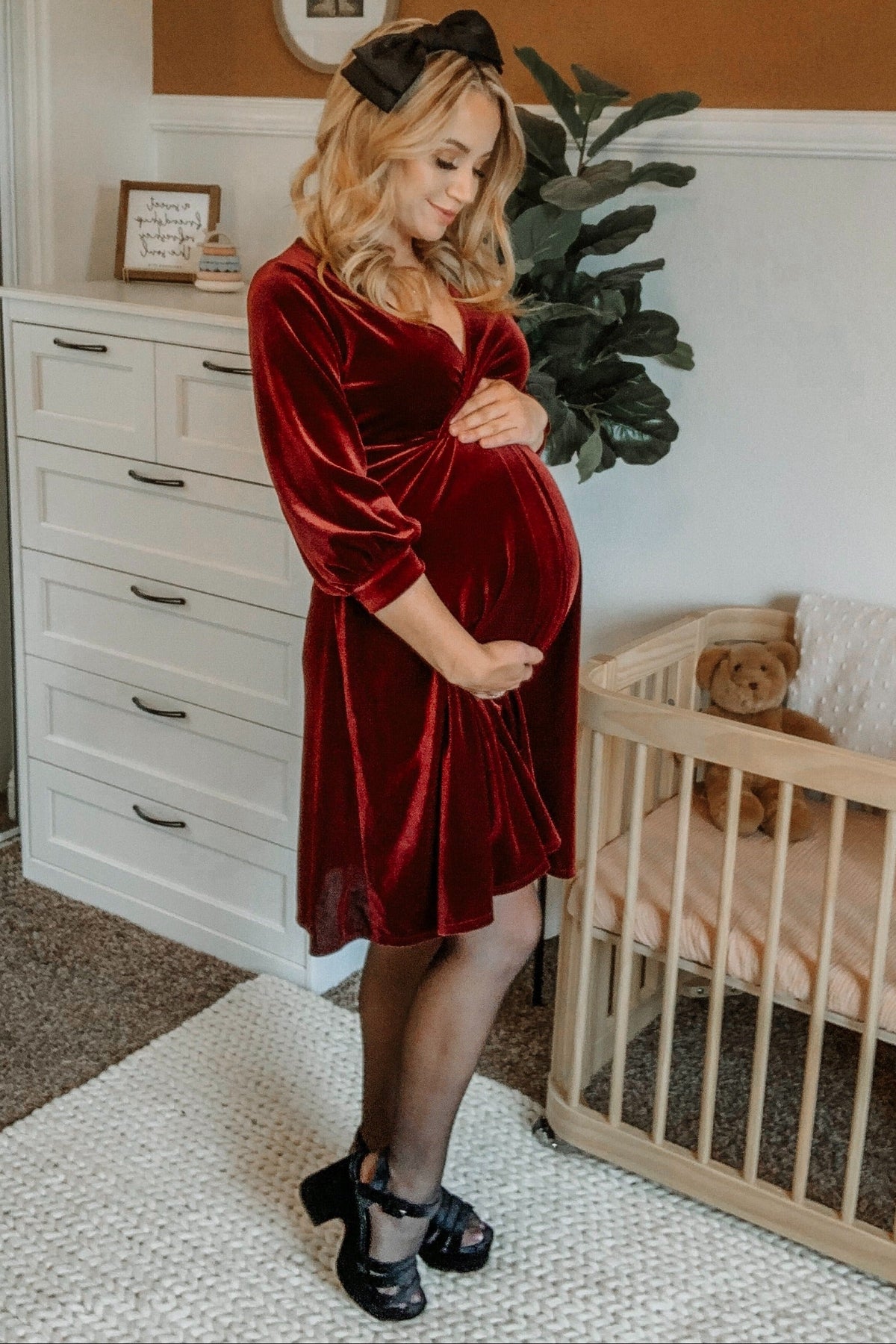 Margot Velvet Wrap Babydoll Dress Burgundy 9