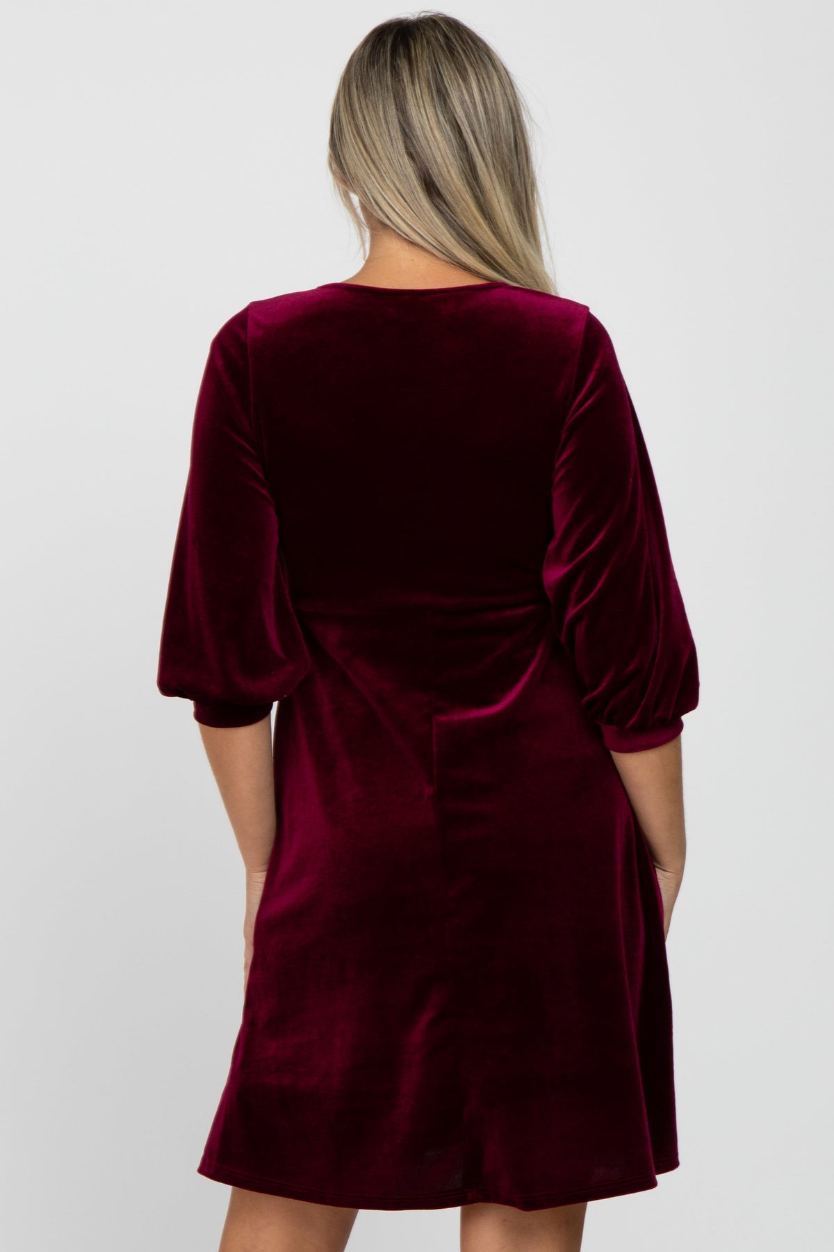 Margot Velvet Wrap Babydoll Dress Burgundy 5