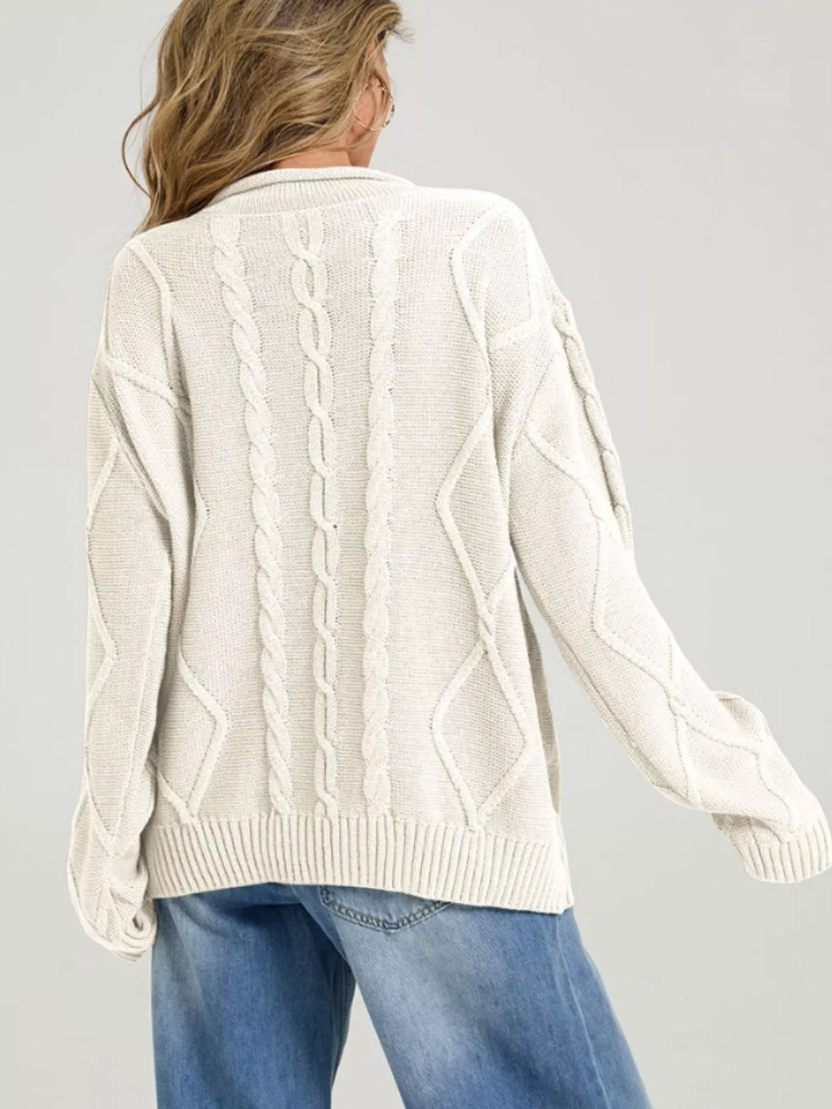 Margot Cable Knit Sweater in Brown Green 10