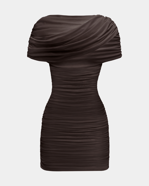 Evangeline Draped Shoulder Mini Dress