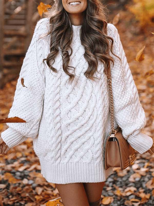Matilda Cable Knit Mini Sweater Dress White 3
