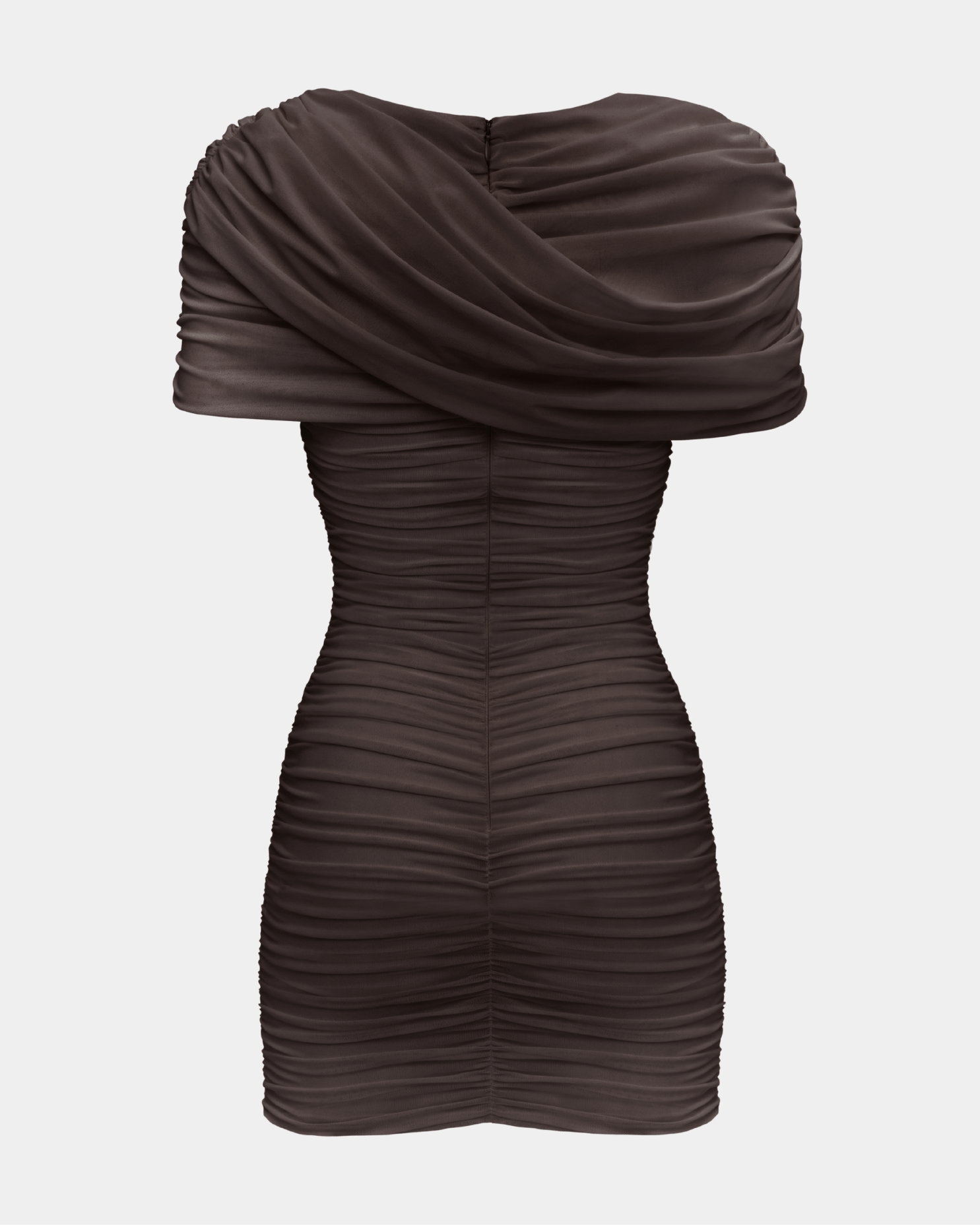 Evangeline Draped Shoulder Mini Dress Mauve Wine 2