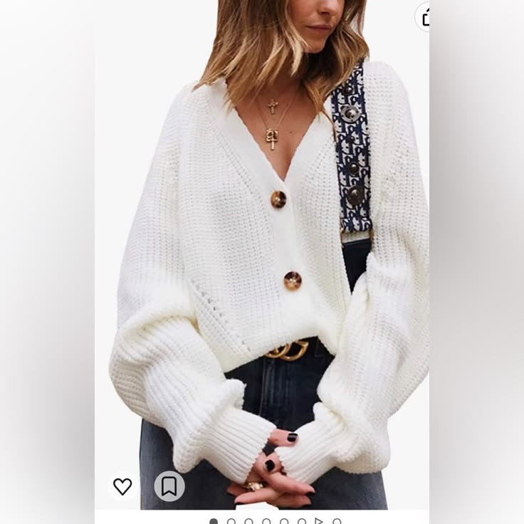 Margot Button-Down Cardigan in Cream White 1