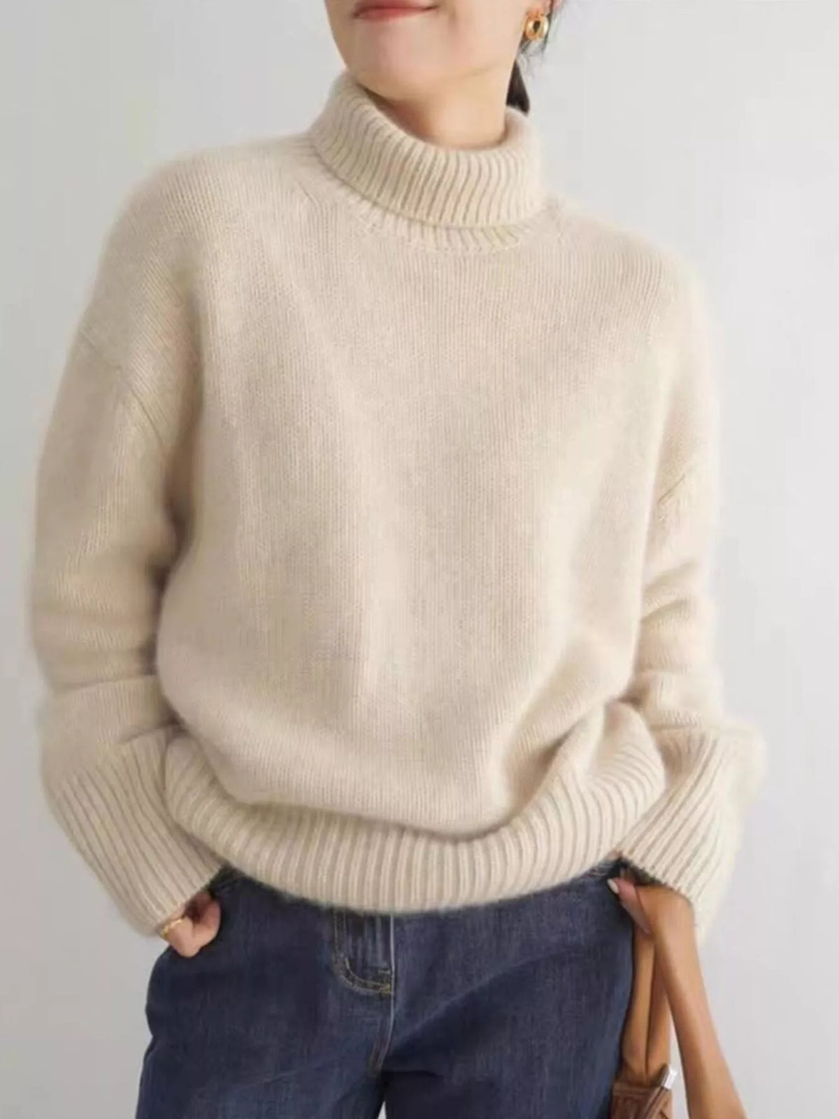 Margot Knit Sweater in Warm Cocoa Gray 2
