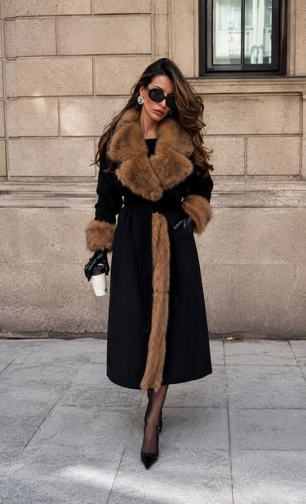 Margot Wool Coat with Faux Fur Collar