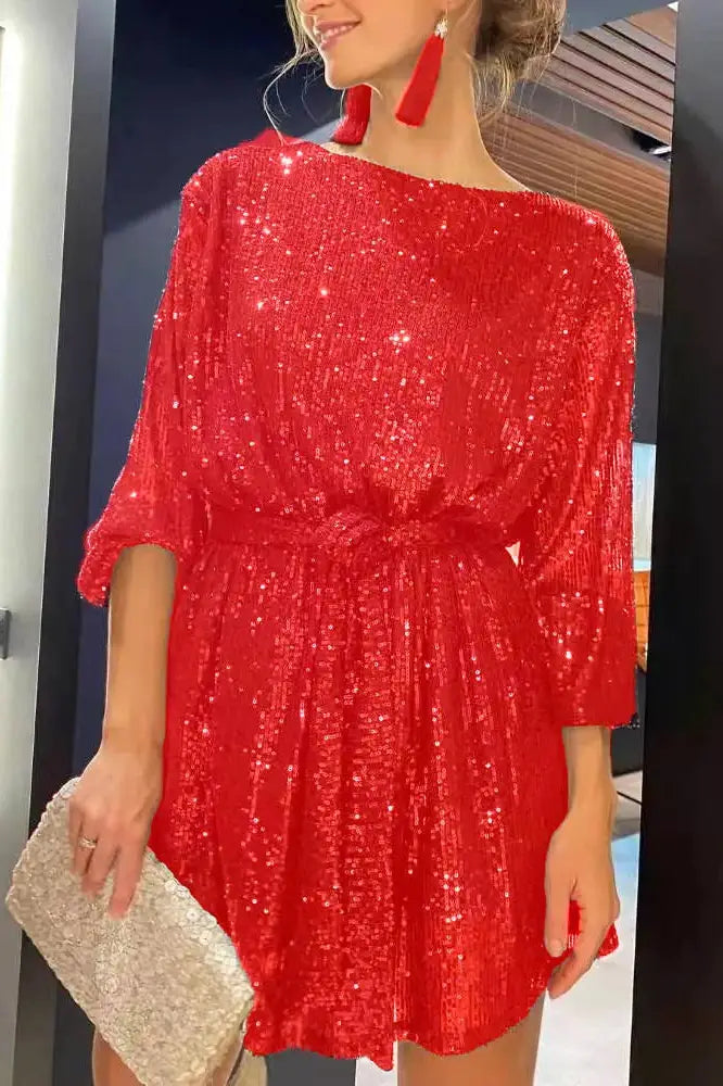 Vivienne Red Satin Dress Grey 3