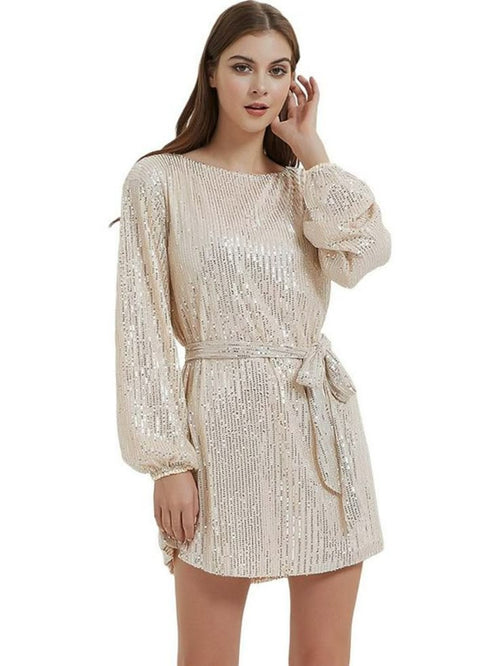 Margot Sequin Party Dress Ivory 1
