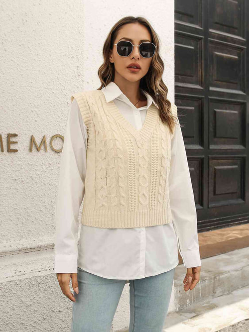 Margot V-Neck Sweater Vest Ivory 1