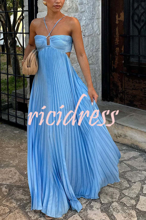 Ophelia Satin Maxi Dress Blue 1