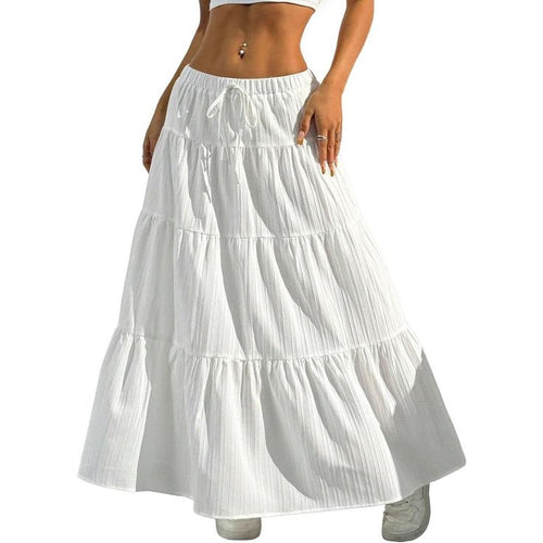 Leven Ruched Maxi Skirt White 1