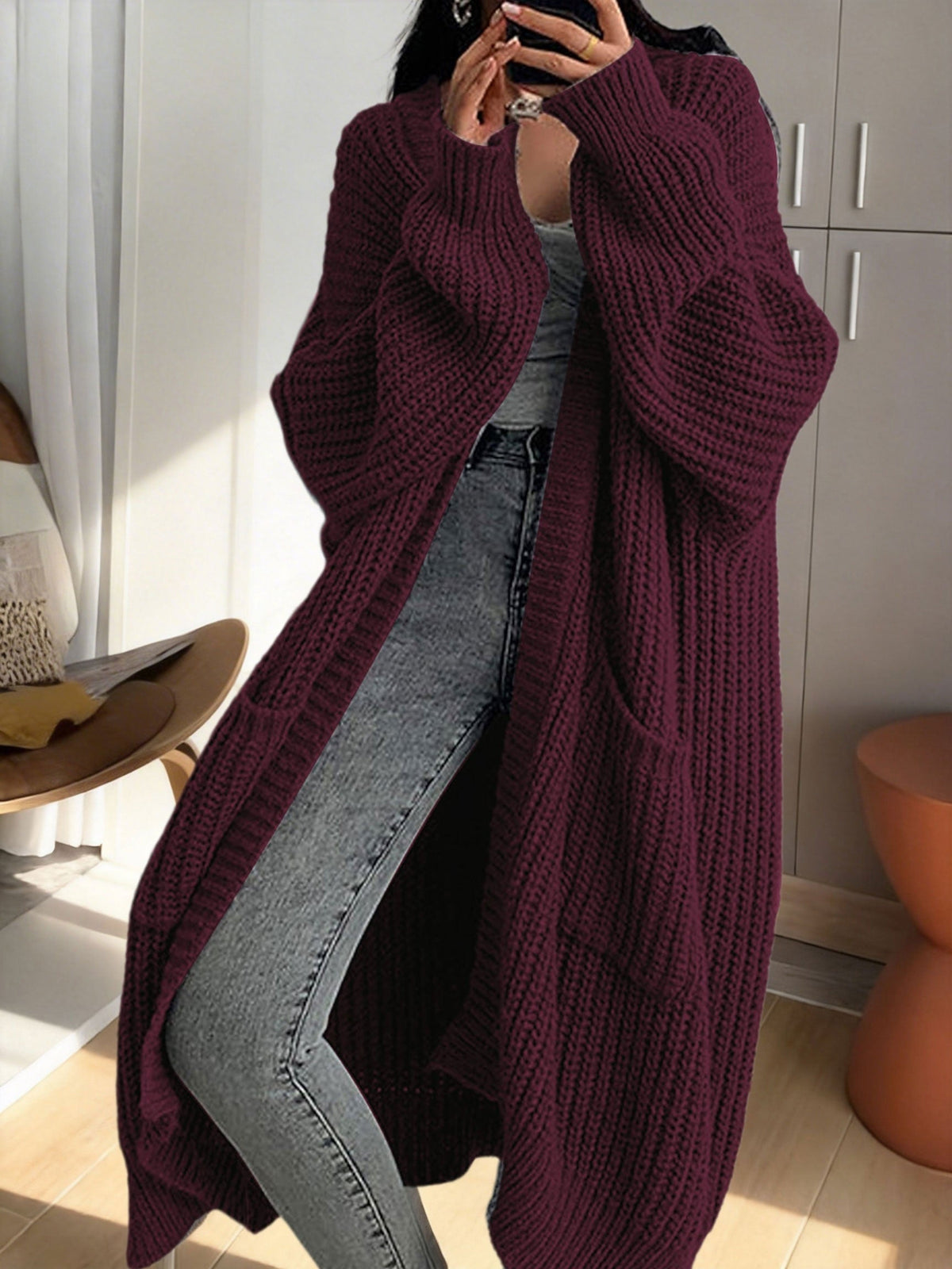 Isadora Linen Longline Cardigan Powder blue 2