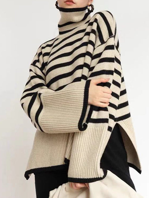 Margot Contrast Knit Sweater BLACK 1