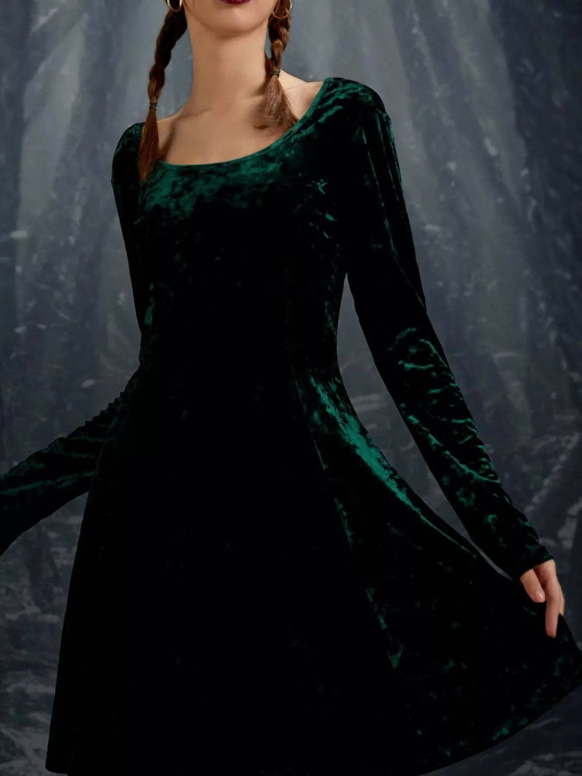 Arabella Velvet Midi Dress Green 7
