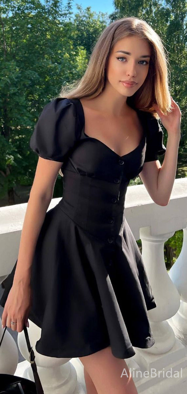 Audrey A-Line Mini Dress in Black Custom Color 2