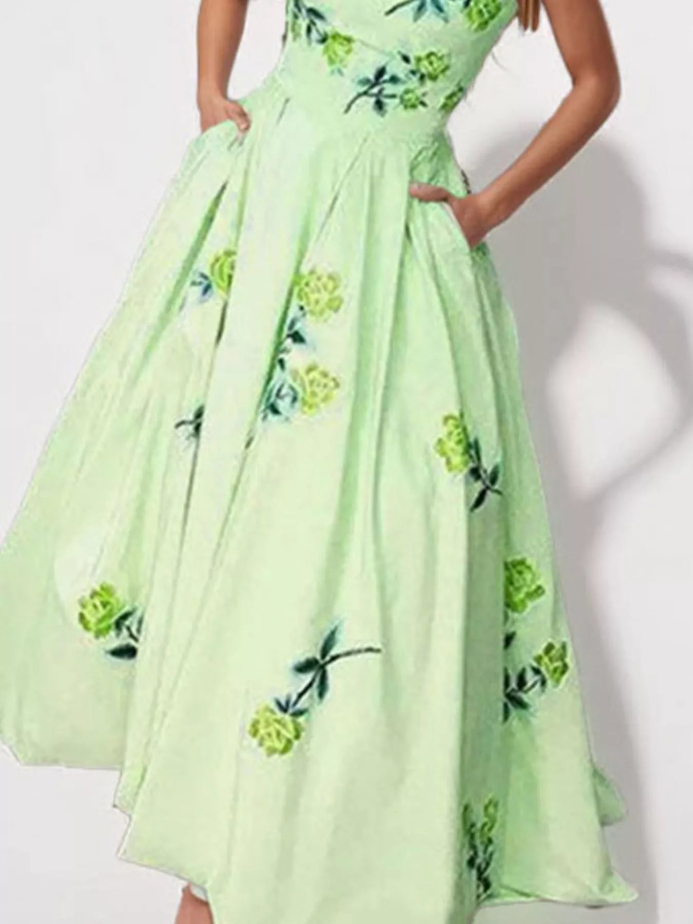 Margot Floral Tube Maxi Dress Light Green 3