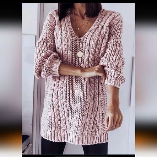 Rosalie V-Neck Sweater Dress Pink 1