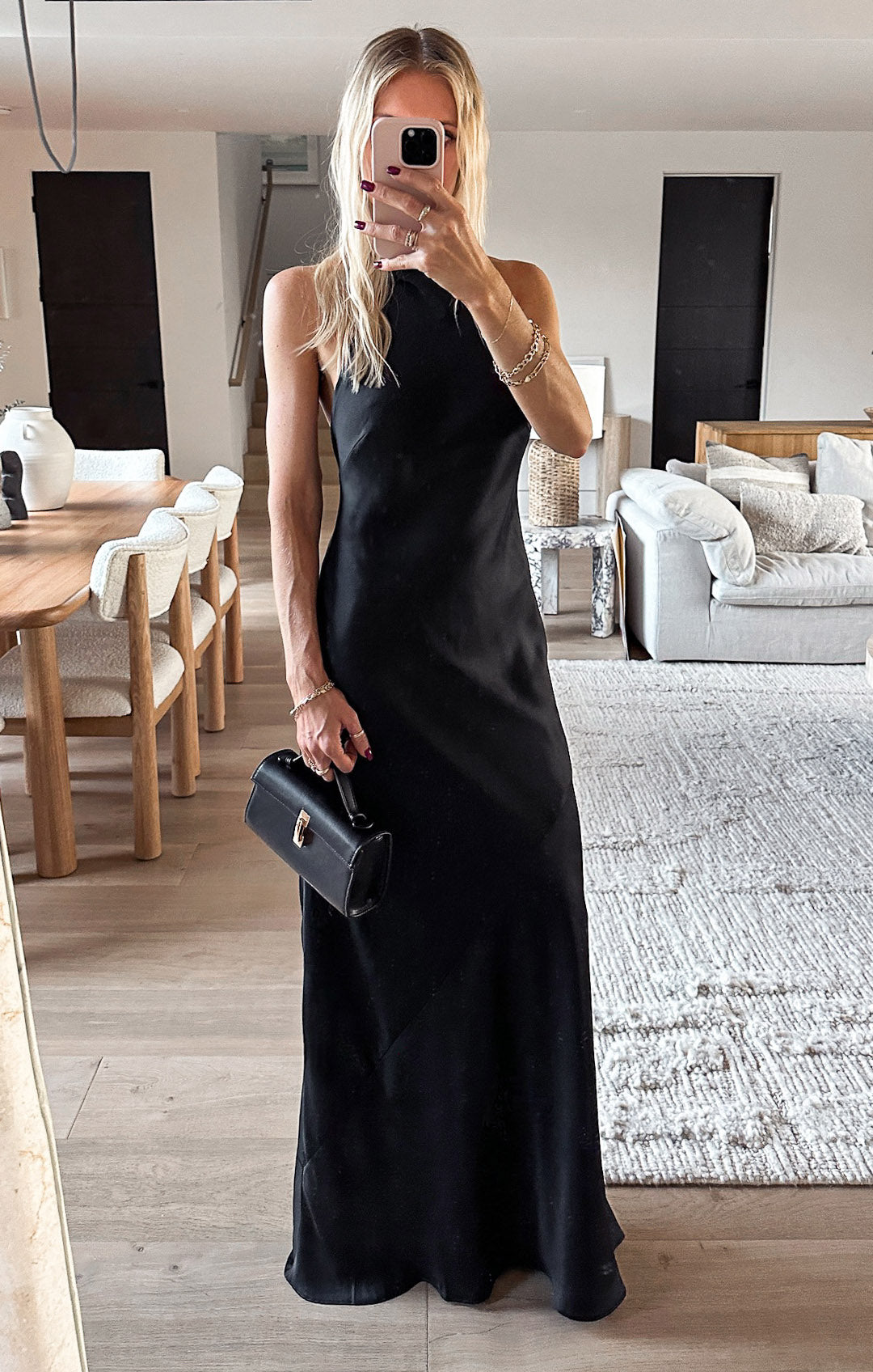 Lisa Luxe Satin Maxi Dress Black 4