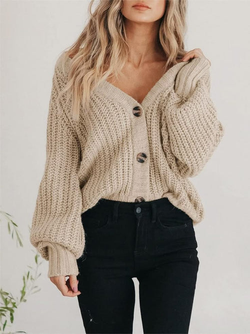 Margot Chunky Button Cardigan Camel 1
