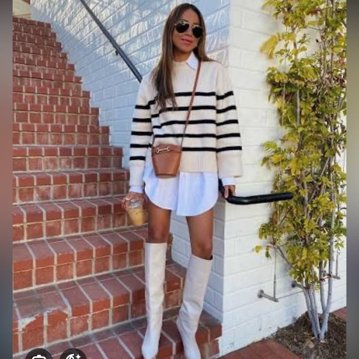Jules Knit Sweater in Cream & Black Stripe Black 1
