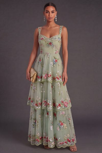 Evangeline Sequin Floral Gown 1