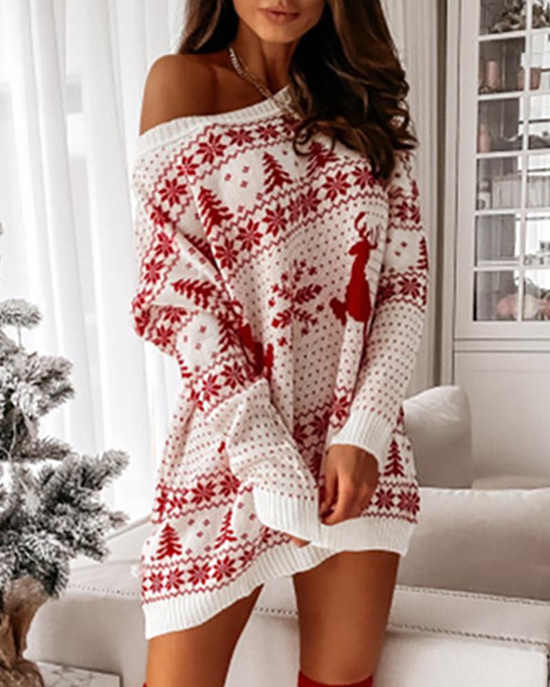 Eleanor Christmas Knit Midi Dress white 7