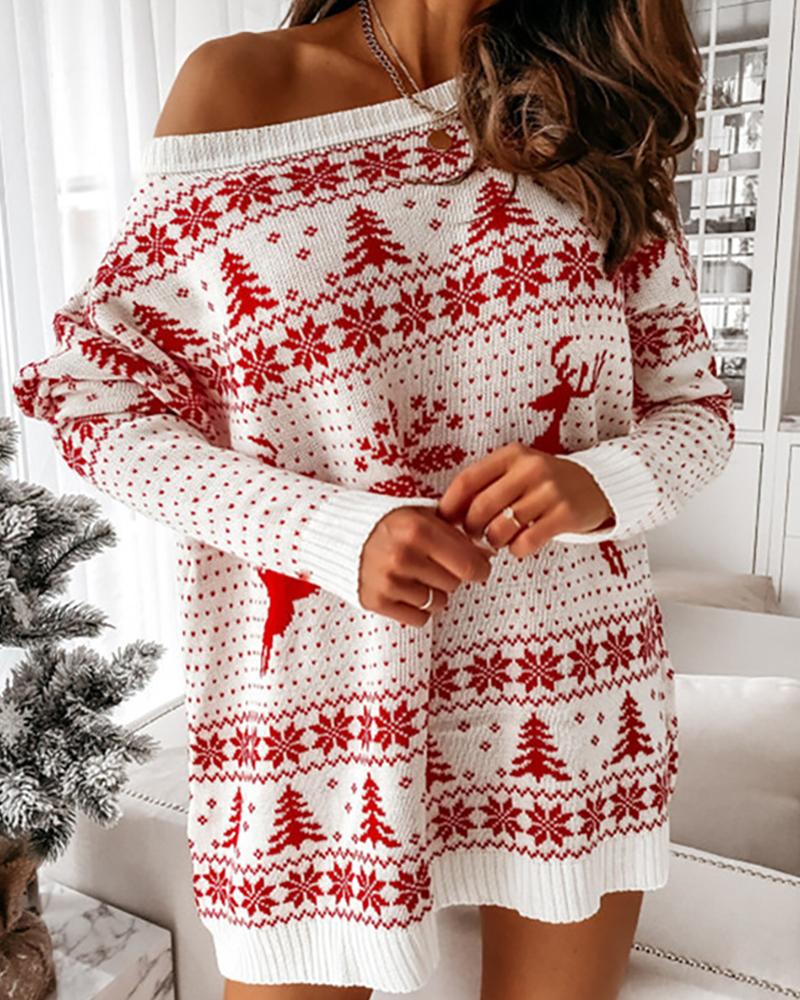 Eleanor Christmas Knit Midi Dress white 6