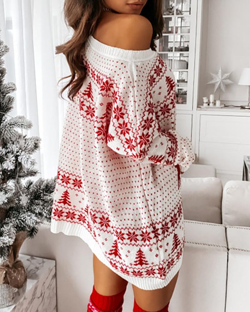 Eleanor Christmas Knit Midi Dress white 4
