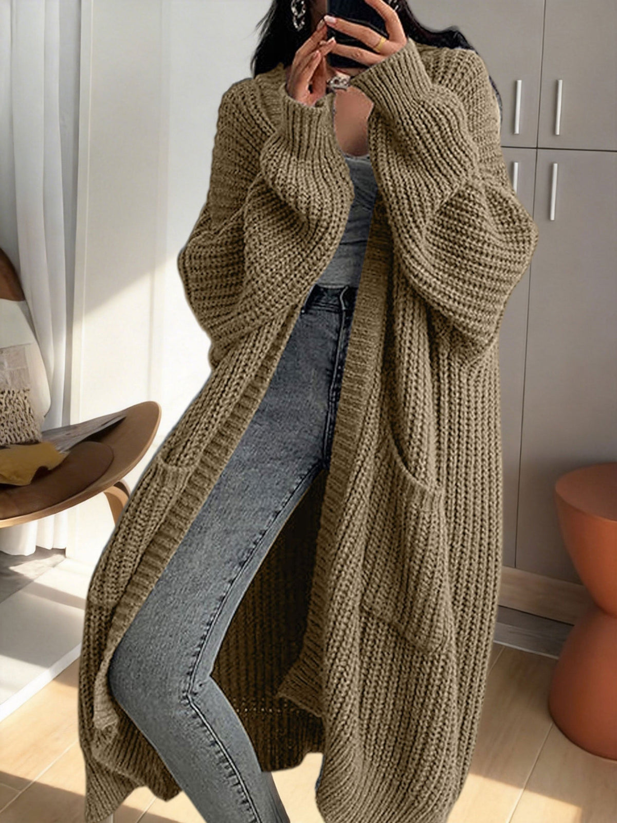 Isadora Linen Longline Cardigan Powder blue 4