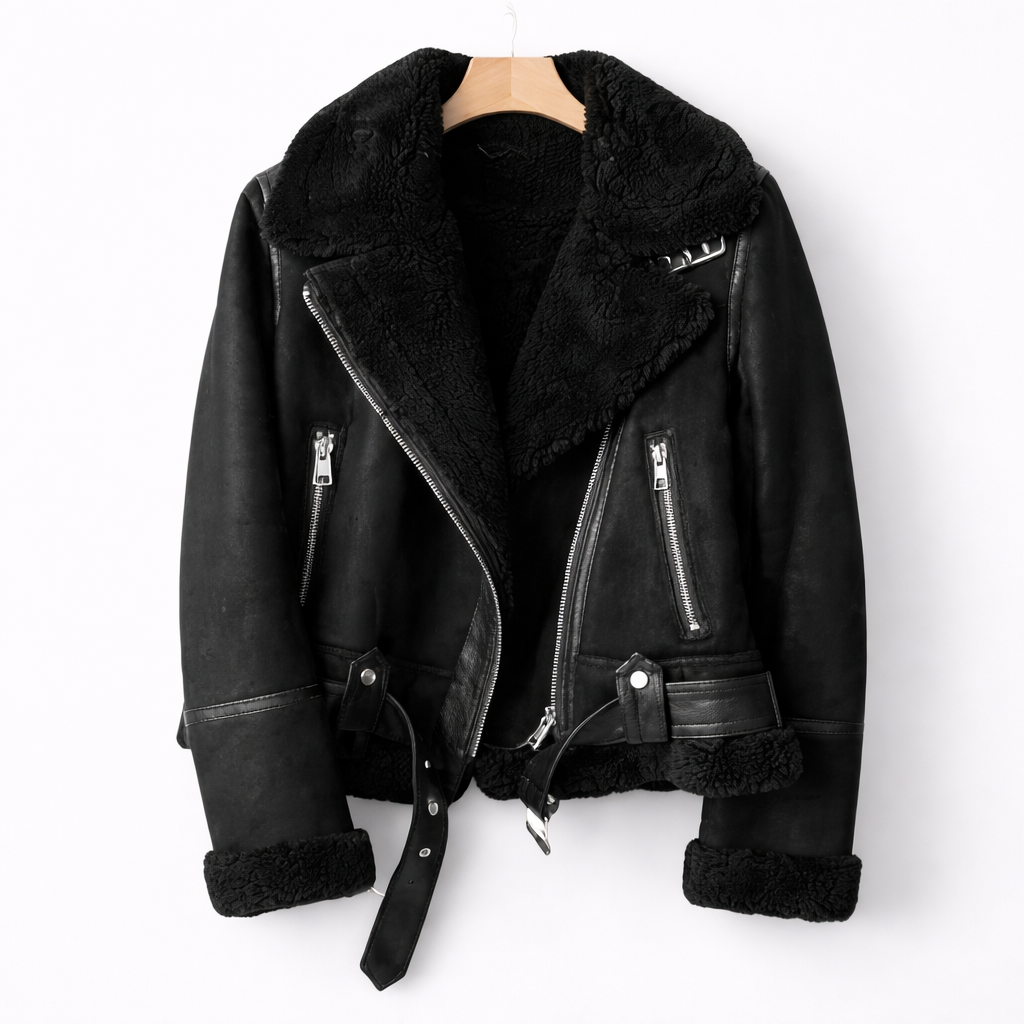 Caroline Shearling Aviator Jacket Brown 2