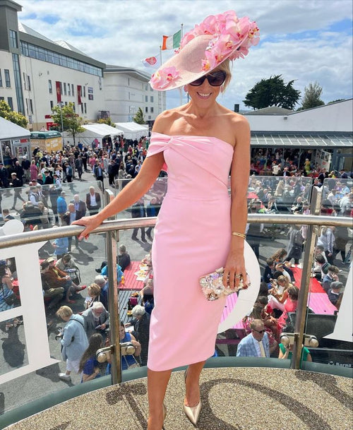 Rosalie Pink Midi Cocktail Dress 1