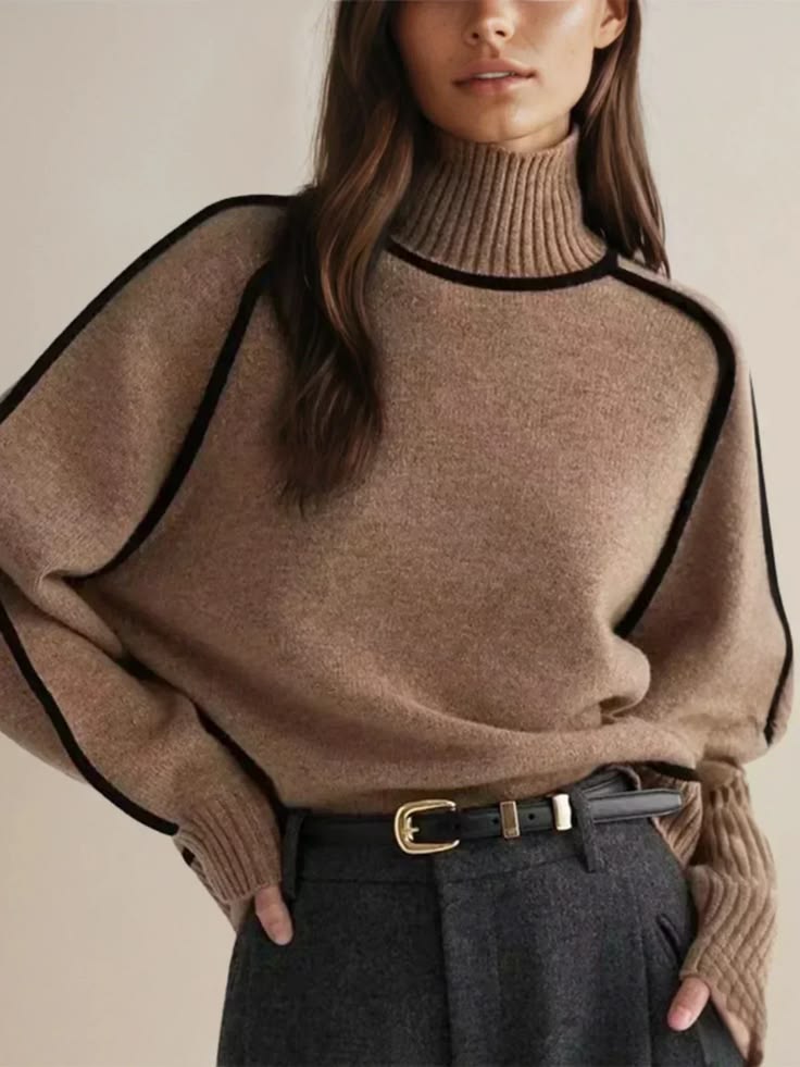 Margot Knit Turtleneck with Raglan Sleeves Multi 1