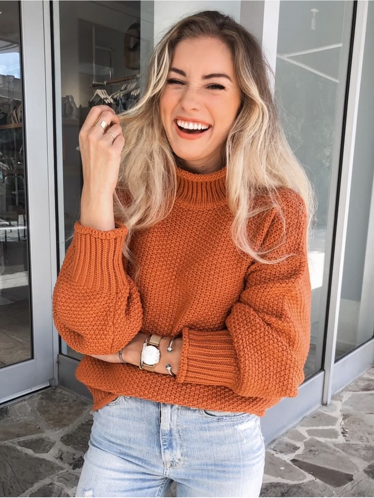 Margot Chunky Knit Sweater Orange 1