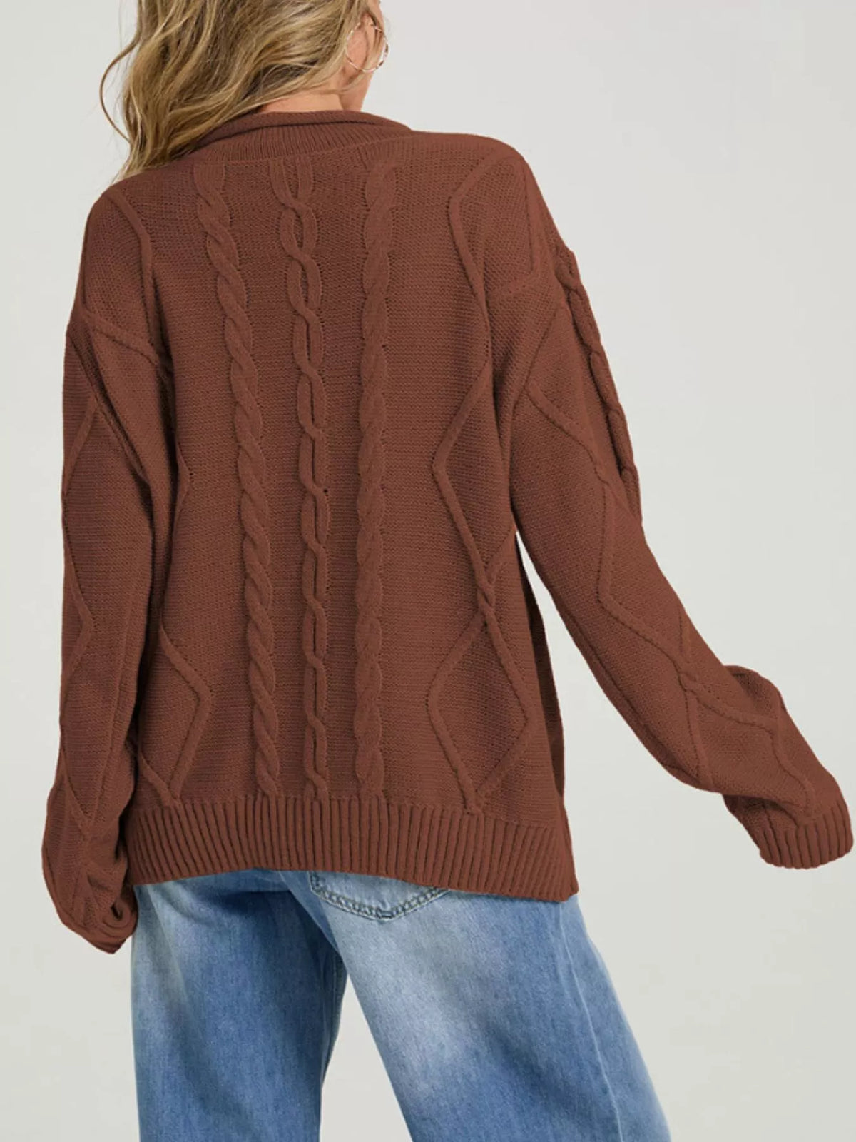 Margot Cable Knit Sweater in Brown Brown 2