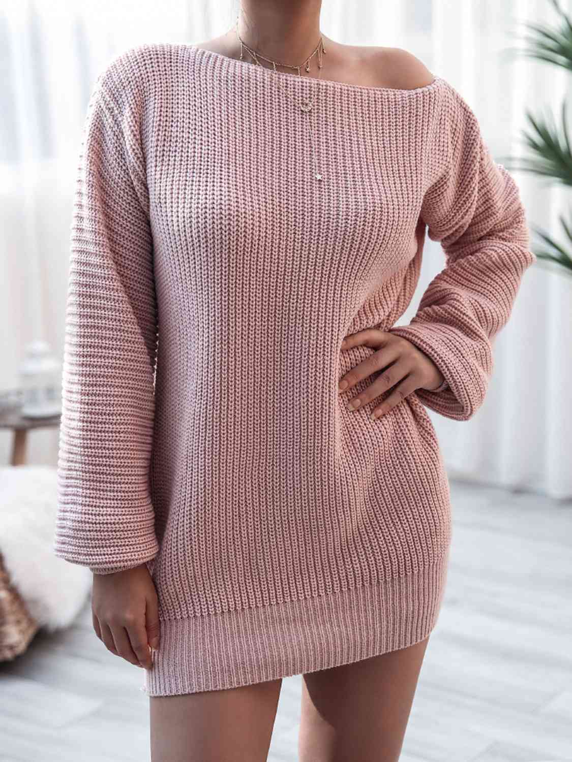Cecilia Rib-Knit Mini Dress in Pastel Blue Charcoal 4